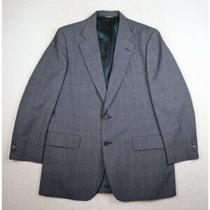VINTAGE MEN'S BLUE GRAY PLAID BLAZER SPORT COAT - PALM BEACH - 40R